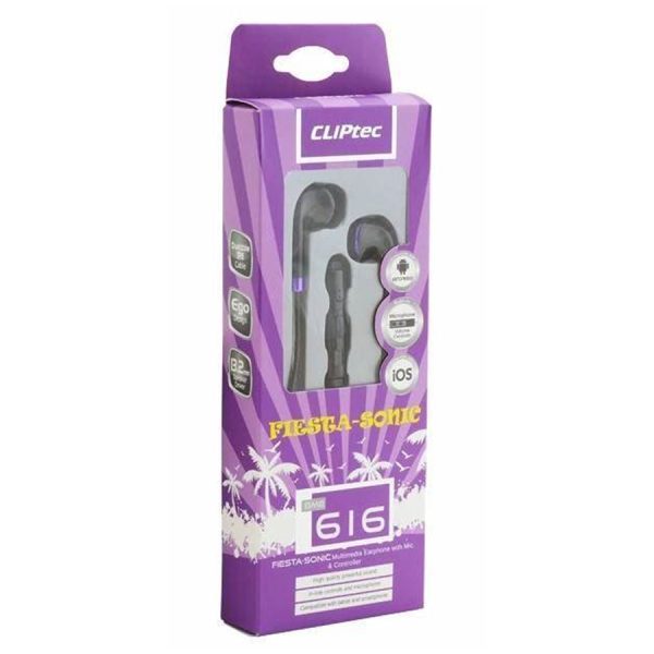 Cliptec Fiesta-Sonic Multimedia Earphone With Microphone And Controller(Purple) - Image 2